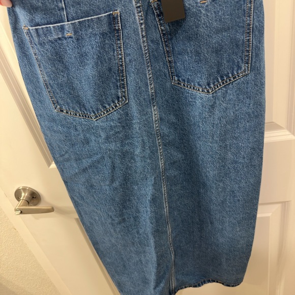 Lulus Asymmetrical Slit Denim Midi Skirt - Picture 5 of 8